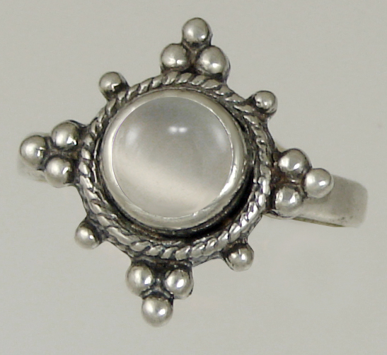Sterling Silver Gemstone Ring With White Moonstone Size 8